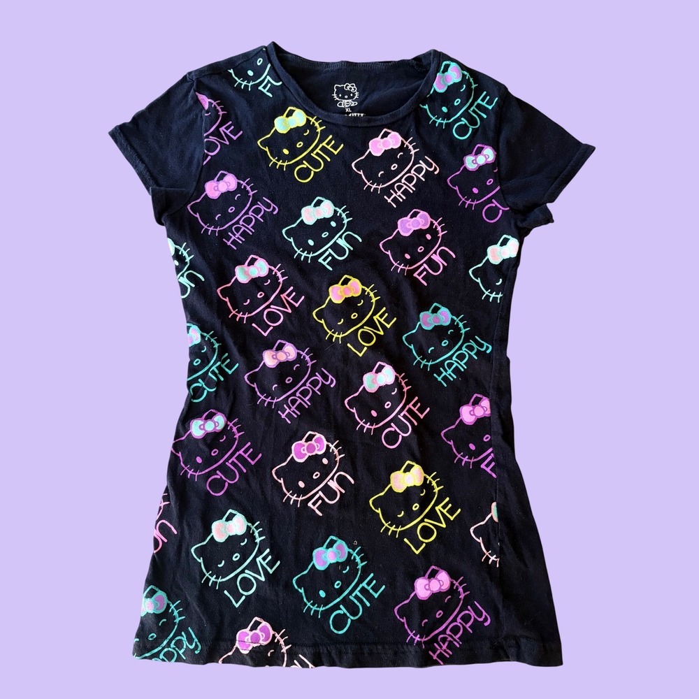 Y2K Hello Kitty Sanrio Neon Graphic T-Shirt Short Sleeve Baby Tee Scene #18